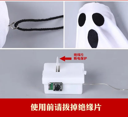 Halloween Party LED Glow Ghost Home Indoor Outdoor Decoration Supplies 2024 Haunted House Bar Hanging Horror Props with Lights