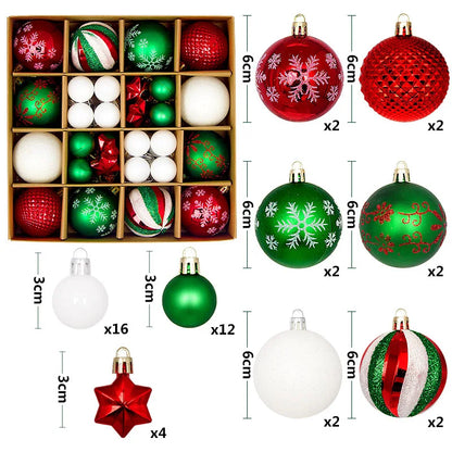 44-Piece Christmas Ornament Set – 6cm Shatterproof Balls in Premium Holiday Color Themes