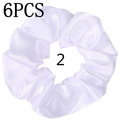 6-Pack Luxury Satin Scrunchies — Soft Silk-Like Hair Ties for Everyday Beauty & Self-Care