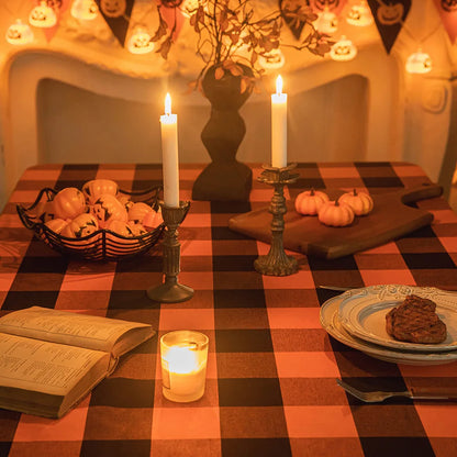 Midnight Harvest Checkered Tablecloth – Spooky Chic Halloween & Autumn Dining Décor