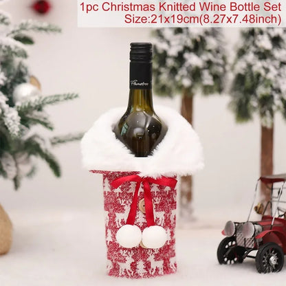 Christmas Wine Bottle Cover – Holiday Table Decor & Gift Wrap Sleeve