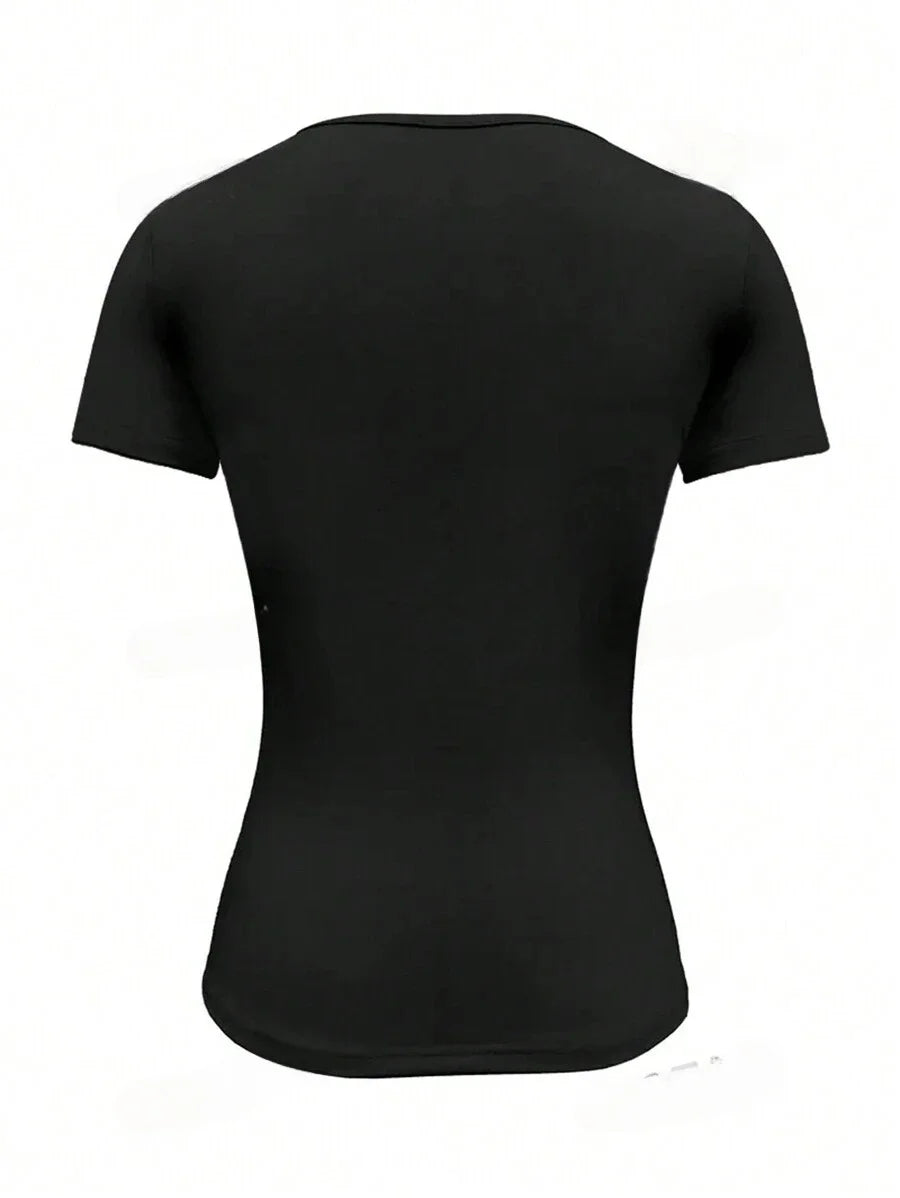 Y2K Women's Slim Fit Scoop Neck Crop Top - Trendy Summer Essential