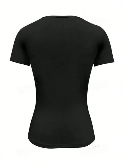 Y2K Women's Slim Fit Scoop Neck Crop Top - Trendy Summer Essential