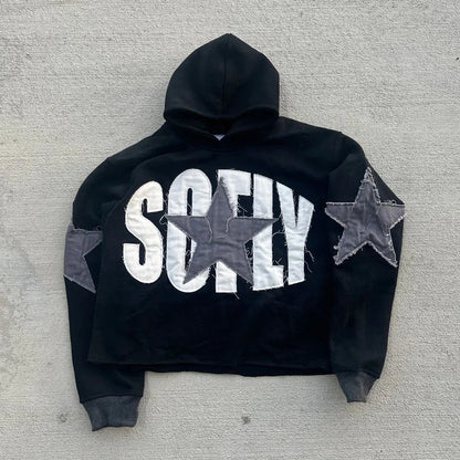 Flash Diamond Drip: Y2K Oversized Gothic Zip Hoodi