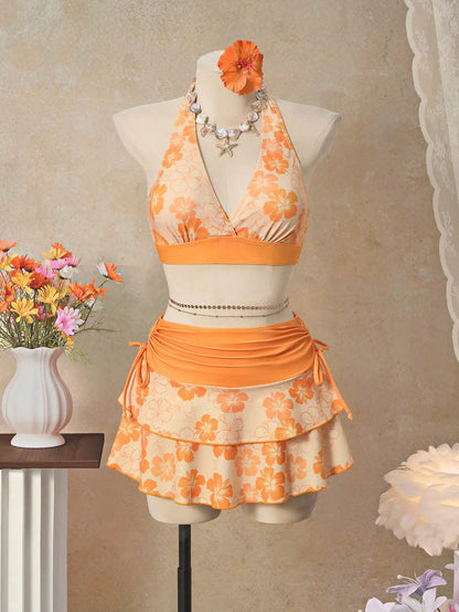 The Positano Bloom Set – Floral 3-Piece Swim Collection