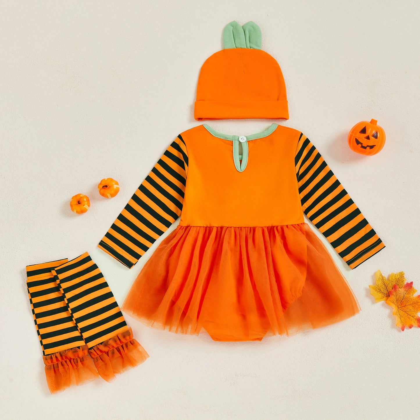 Pumpkin Baby Romper Set – Long Sleeve Halloween Outfit (0–18M)