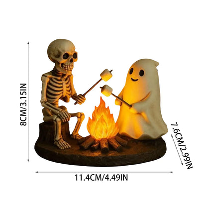 Haunted Glow Skeleton Bonfire Lamp – Flickering Halloween Ghost Light Decor for Living Room, Mantel & Nightstands