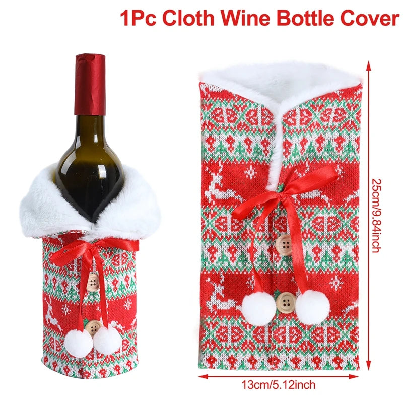 Christmas Wine Bottle Cover – Holiday Table Decor & Gift Wrap Sleeve