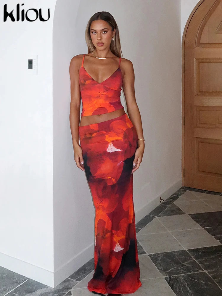 Heatwave Vibe 2-Piece Set (Cami Top + Maxi Skirt)