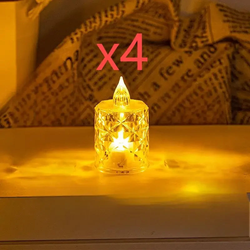 Golden Glow Crystal LED Candle Set – 3pcs Flameless & Elegant Autumn Décor Lights