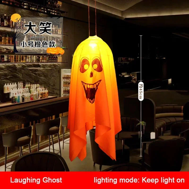 Halloween Party LED Glow Ghost Home Indoor Outdoor Decoration Supplies 2024 Haunted House Bar Hanging Horror Props with Lights