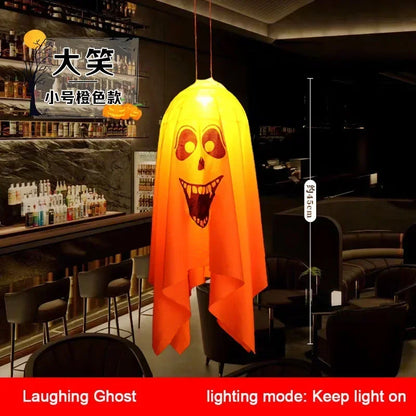 Halloween Party LED Glow Ghost Home Indoor Outdoor Decoration Supplies 2024 Haunted House Bar Hanging Horror Props with Lights