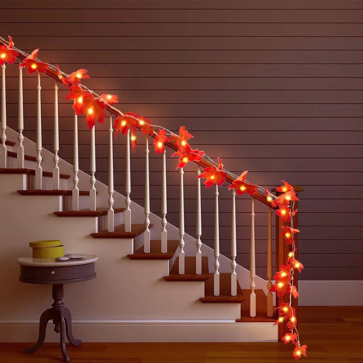 3M Christmas Decoration Artificial Maple Leaf Leaves LED Light String Lantern Garland Home Party DIY Deco Halloween New Yea