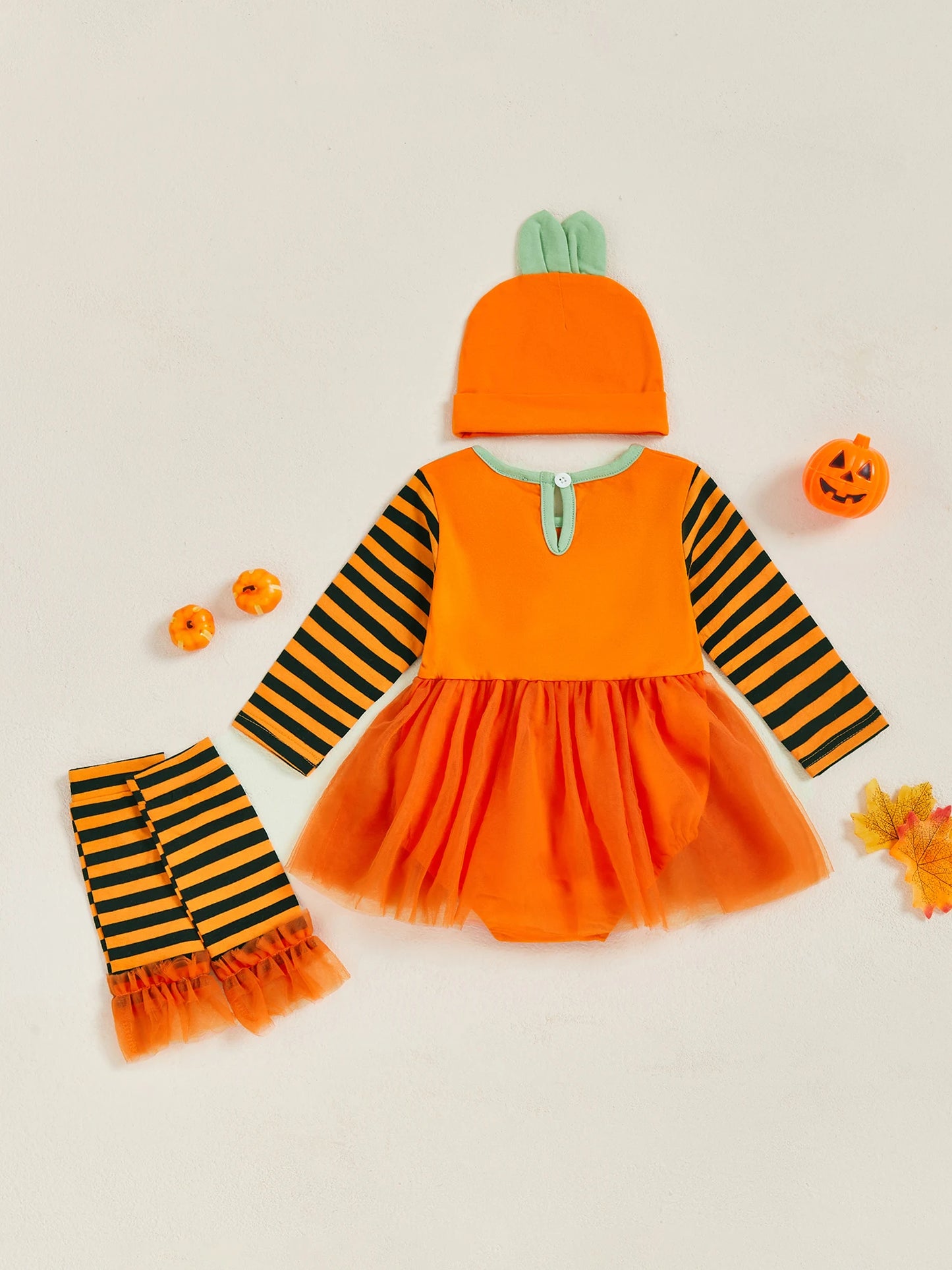 Pumpkin Baby Romper Set – Long Sleeve Halloween Outfit (0–18M)