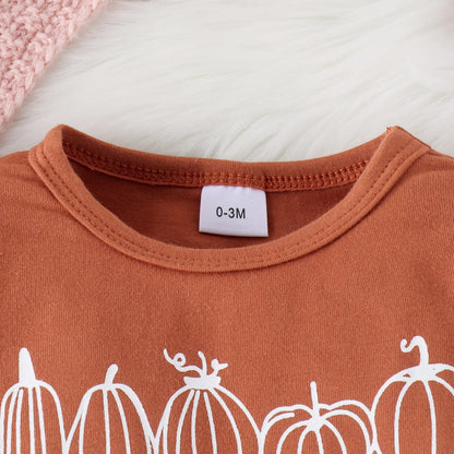 Little Pumpkin 3-Piece Baby Outfit – Long Sleeve Top, Pumpkin Pants & Bow Headband | Fall & Halloween Baby Set