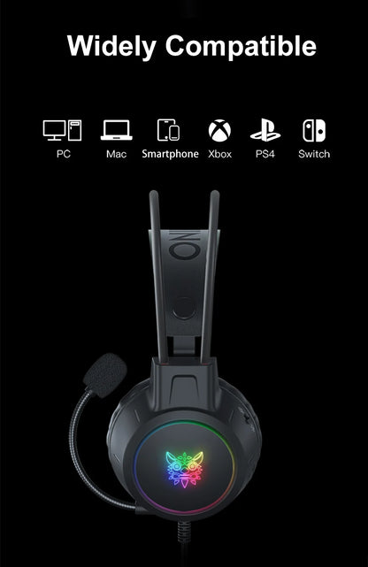 ONIKUMA X15 Pro RGB Gaming Headset – Surround Sound, Mic, & LED Lights for Immersive Play