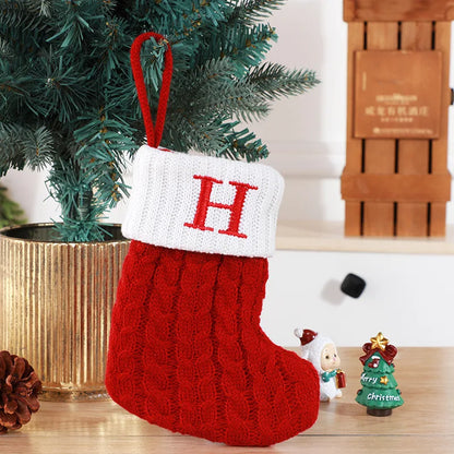 Cozy Knit Christmas Stocking – Mini Alphabet Hanging Boot Ornament