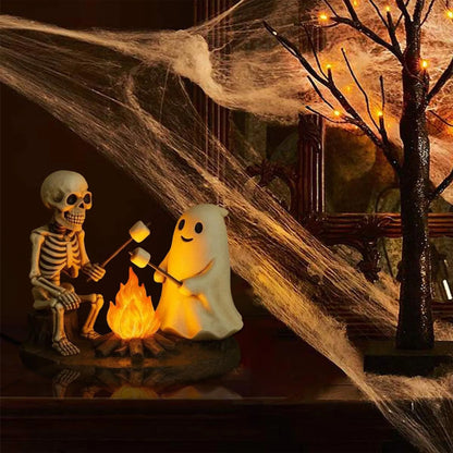 Haunted Glow Skeleton Bonfire Lamp – Flickering Halloween Ghost Light Decor for Living Room, Mantel & Nightstands