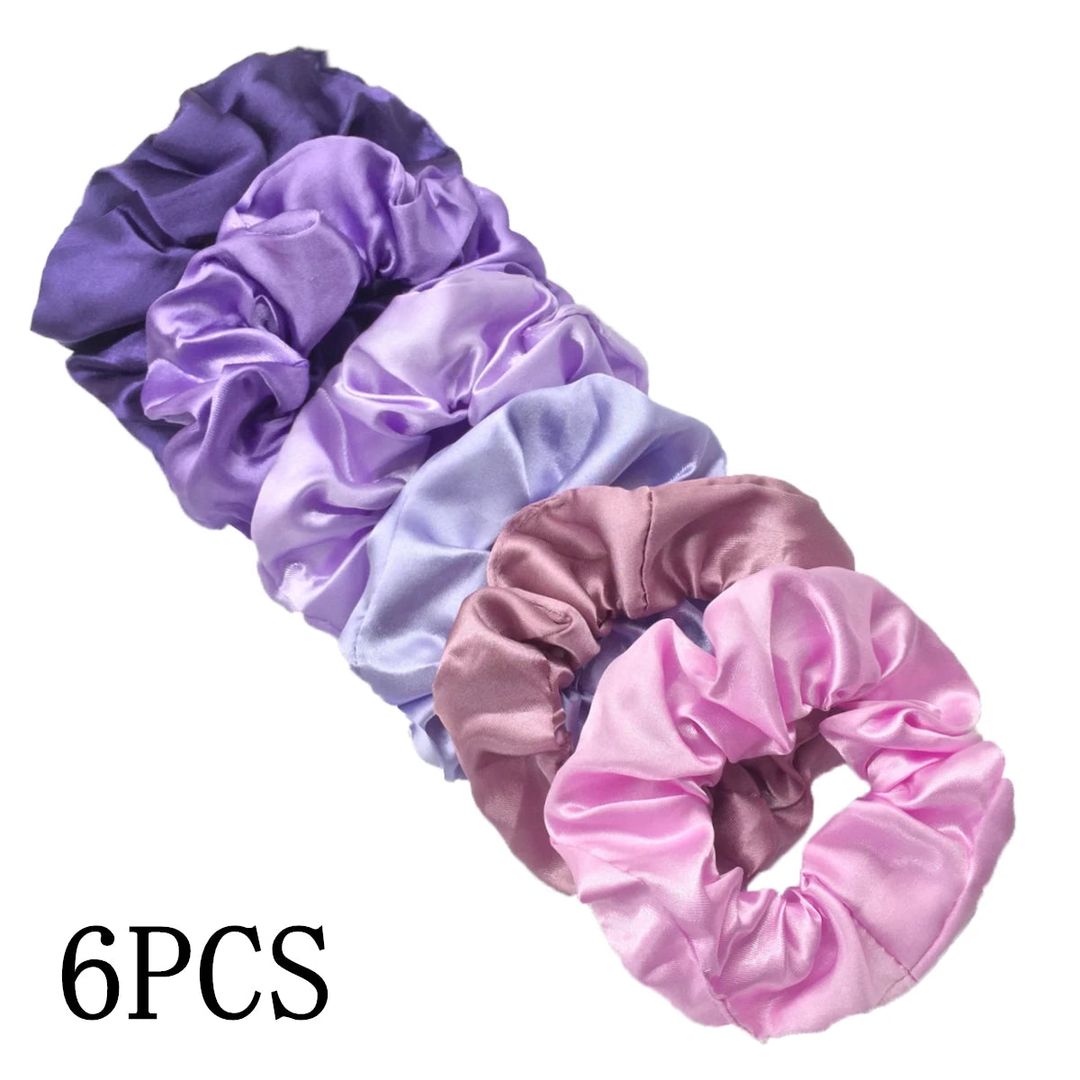 6-Pack Luxury Satin Scrunchies — Soft Silk-Like Hair Ties for Everyday Beauty & Self-Care