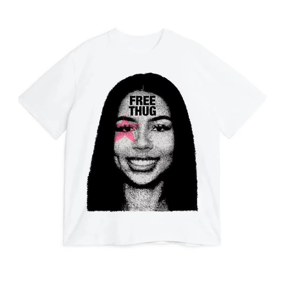 Free Thug x Mariah Graphic Tee – Women’s Streetwear Rap Star Cotton T-Shirt