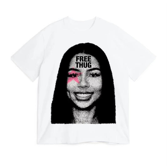 Free Thug x Mariah Graphic Tee – Women’s Streetwear Rap Star Cotton T-Shirt
