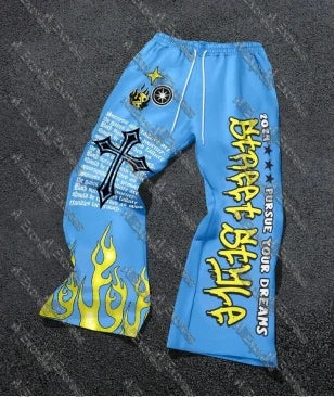 Y2K Anime Graffiti Streetwear Pants – High Waist Loose Fit Harajuku Cargo Joggers