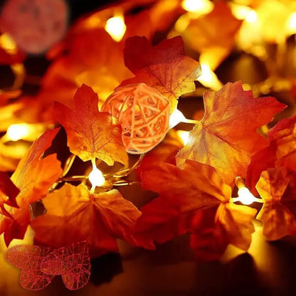 3M Christmas Decoration Artificial Maple Leaf Leaves LED Light String Lantern Garland Home Party DIY Deco Halloween New Yea
