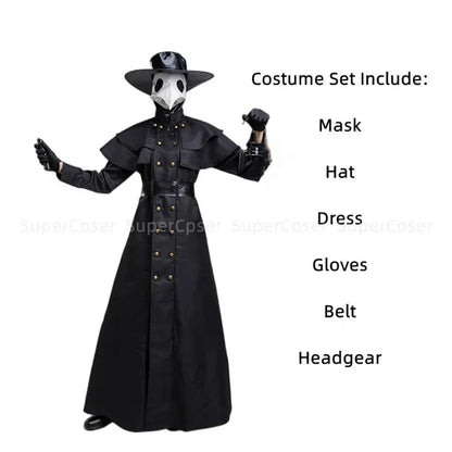 ✨ Medieval Plague Doctor Halloween Costume – Hooded Robe & Mask Cosplay Outfit for Men & Women