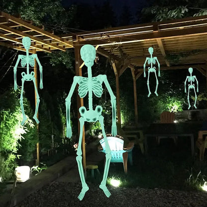 Glow-in-the-Dark Hanging Skeleton Décor – Spooky Halloween Yard & Party Decoration
