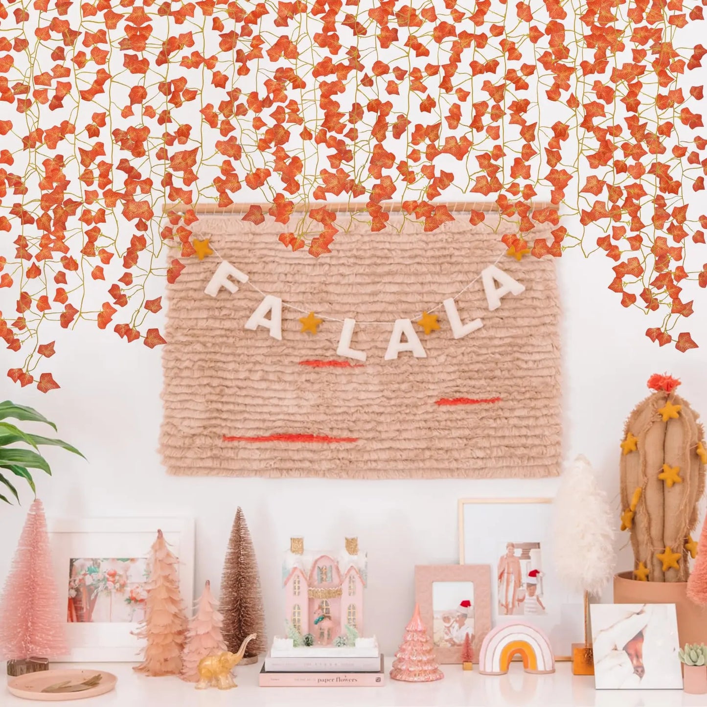 Autumn Cascade Ivy Garland – Lush Faux Vines with Fall Leaves for Mantles, Tables & Cozy Seasonal Décor
