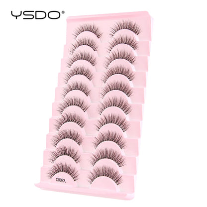 YSDO Half Lash Collection – 3 or 10 Pairs Natural Cat Eye 3D Faux Mink Lashes (Lightweight, Reusable, Soft Glam Finish)