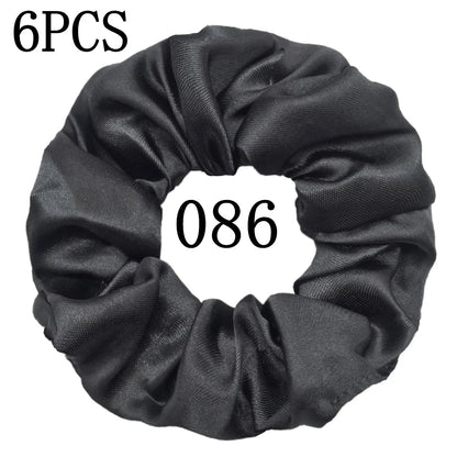 6-Pack Luxury Satin Scrunchies — Soft Silk-Like Hair Ties for Everyday Beauty & Self-Care