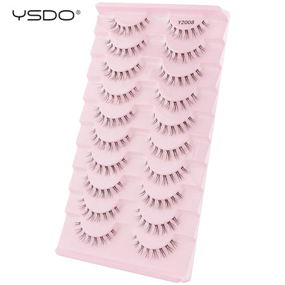 YSDO Half Lash Collection – 3 or 10 Pairs Natural Cat Eye 3D Faux Mink Lashes (Lightweight, Reusable, Soft Glam Finish)