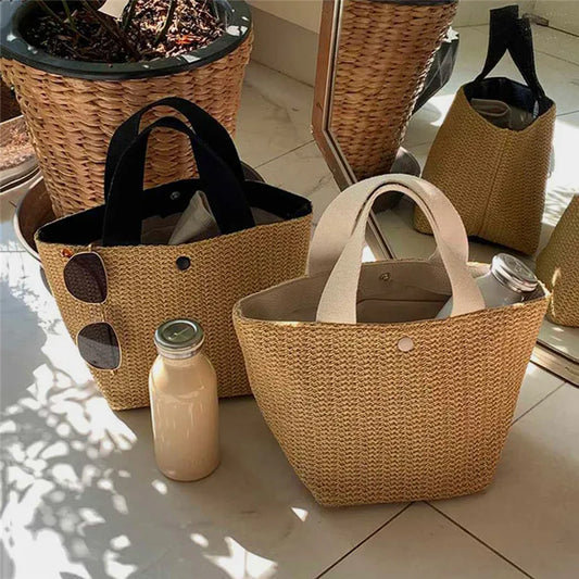 Coastal Woven Tote Bag – Summer Straw Shoulder Bag