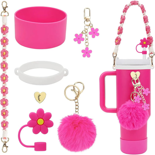 ✨ Ultimate Stanley Cup Accessory Kit – Handle Strap, Protective Boot & Cute Charms for 40oz Tumblers! ✨
