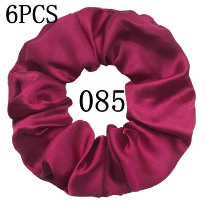 6-Pack Luxury Satin Scrunchies — Soft Silk-Like Hair Ties for Everyday Beauty & Self-Care