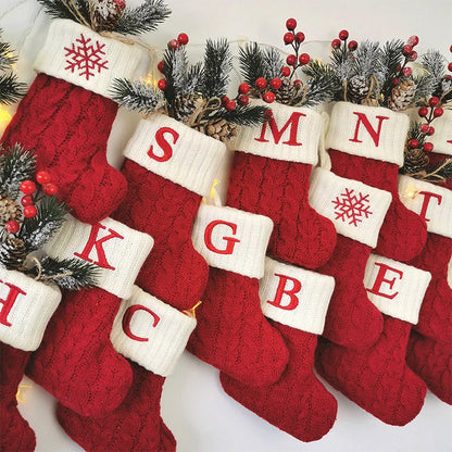 Cozy Knit Christmas Stocking – Mini Alphabet Hanging Boot Ornament