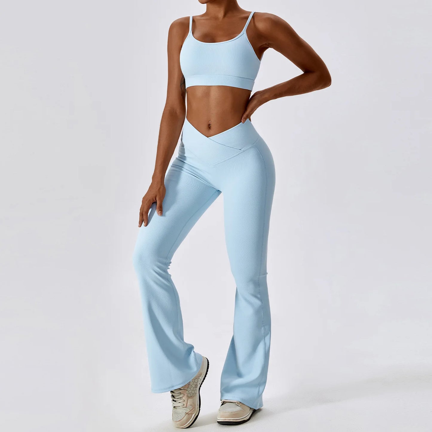 EmpowerFit 2-Piece Seamless Yoga Set: High-Waist Leggings & Push-Up Sports Bra