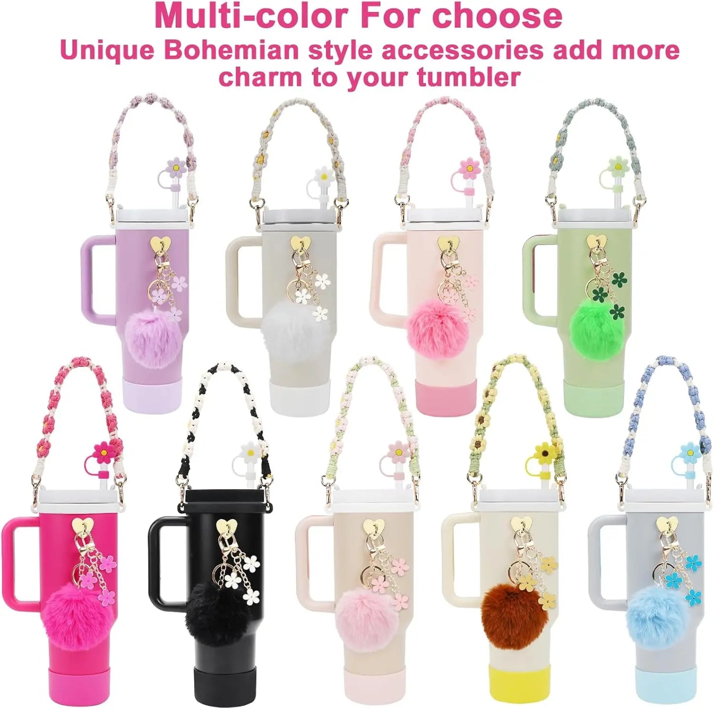 ✨ Ultimate Stanley Cup Accessory Kit – Handle Strap, Protective Boot & Cute Charms for 40oz Tumblers! ✨