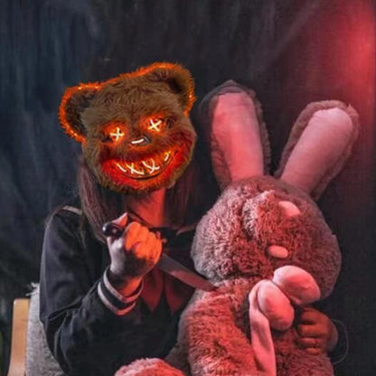 LED Horror Mask – Rabbit & Bear Light-Up Halloween Costume Props