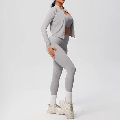 3pcs Sportswear Yoga Set Gym Sports Bra Zipper Jacket Leggings Clothes Sportswear Yoga Suits For Women Fitness Set Tracksuit