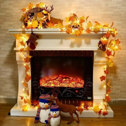 3M Christmas Decoration Artificial Maple Leaf Leaves LED Light String Lantern Garland Home Party DIY Deco Halloween New Yea