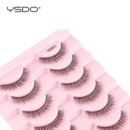 YSDO Half Lash Collection – 3 or 10 Pairs Natural Cat Eye 3D Faux Mink Lashes (Lightweight, Reusable, Soft Glam Finish)