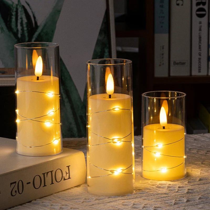 Autumn Glow Flameless LED Candle Set – Star String Lights for Cozy Fall Nights & Festive Décor