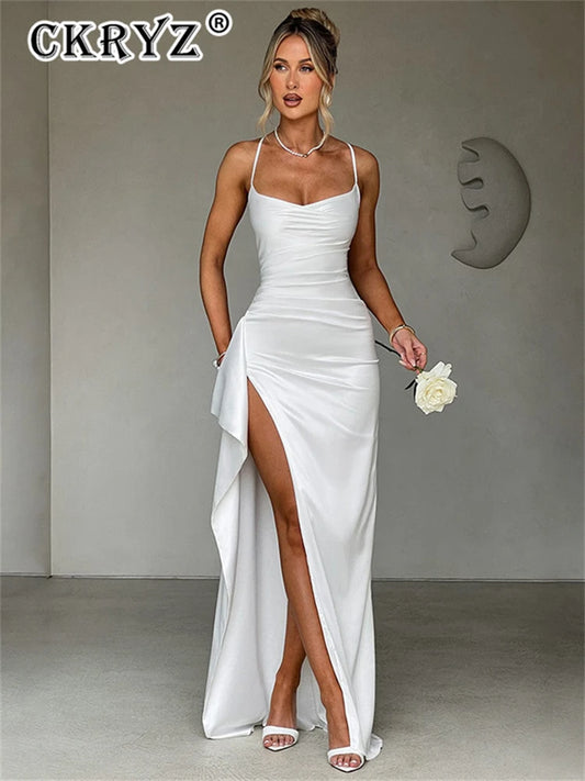 Silk Seduction Backless Maxi – Fall Glam Dress