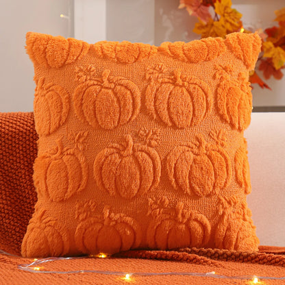Pumpkin Glow Plush Pillow Cover – Autumn Harvest Edition