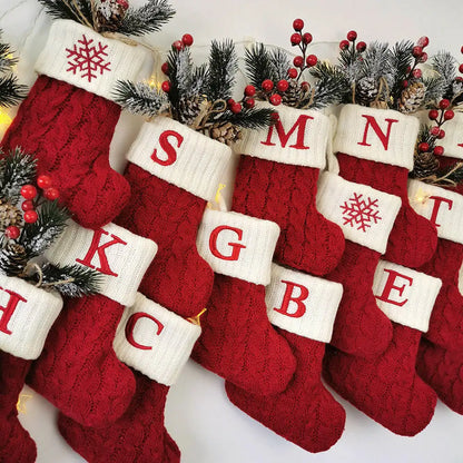 Cozy Knit Christmas Stocking – Mini Alphabet Hanging Boot Ornament