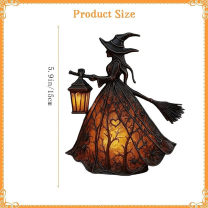 Halloween Witch Lamp  Stained Gothic Witch Hat Led Lamp  Spooky Decorative Unique Halloween Party Lighting Decorations Indoor