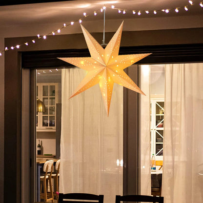 Luminous Star Lantern Hanging Light – Hollow-Out LED Paper Star Decor (35–58cm)
