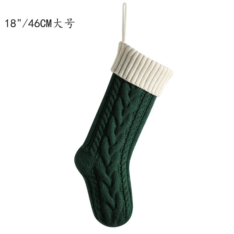 18” Knitted Christmas Stocking – Cozy Holiday Gift Bag for Fireplace, Christmas Tree & Home Decor